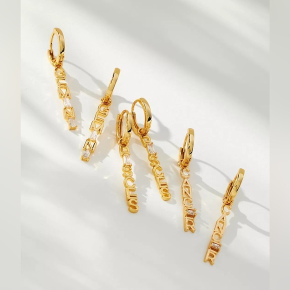Anthropologie Jewelry - Anthropologie Crystal Zodiac Charm Huggie Earrings Scorpio